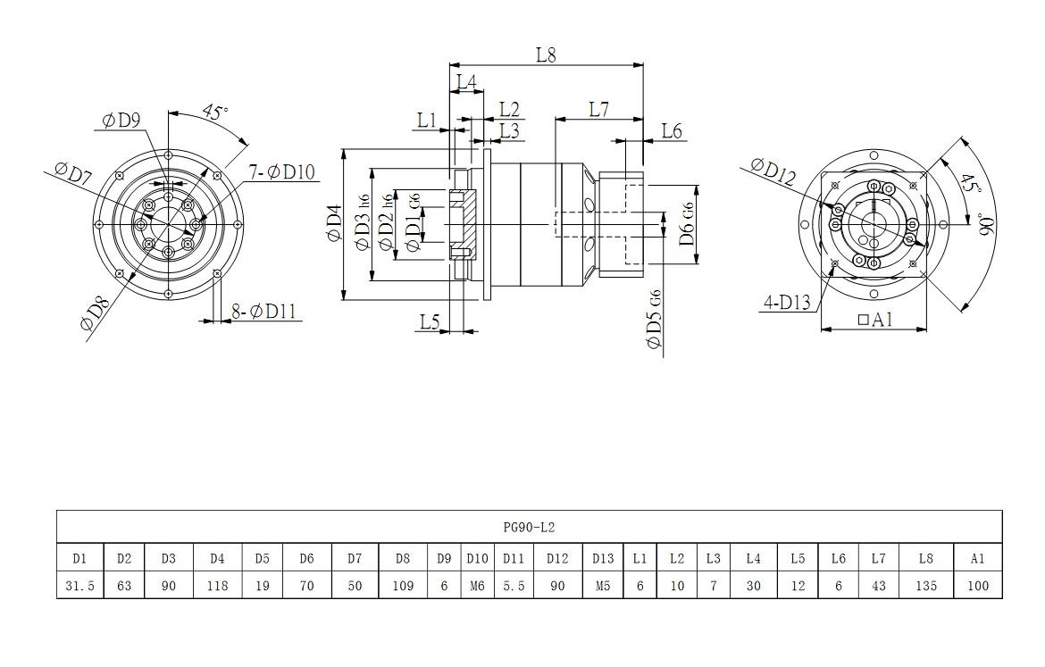 PG90_L2系列行星減速器圖紙 PG90_L2系列行星減速器圖紙